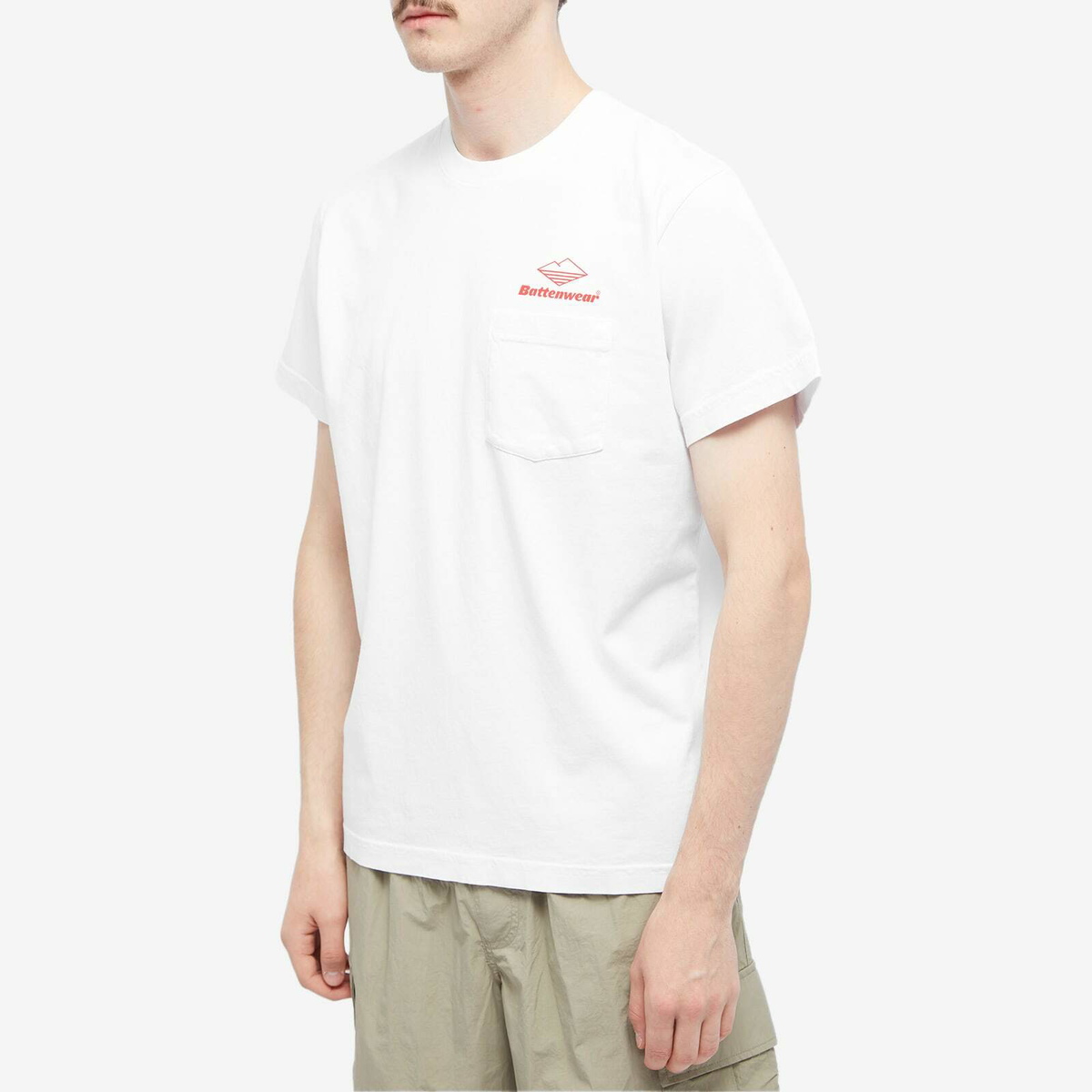 Battenwear Men's Team Pocket T-Shirt in White