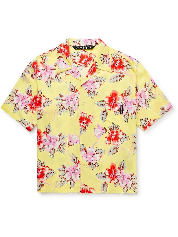 Photo: Palm Angels - Floral-Print Voile Shirt - Yellow