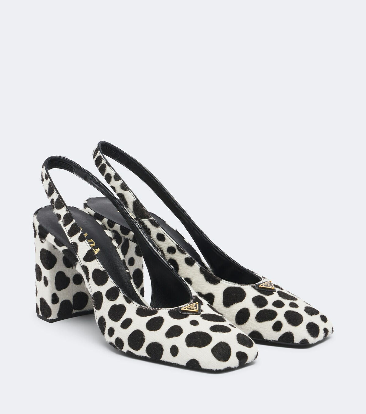 Prada Cow-print calf hair slingback pumps