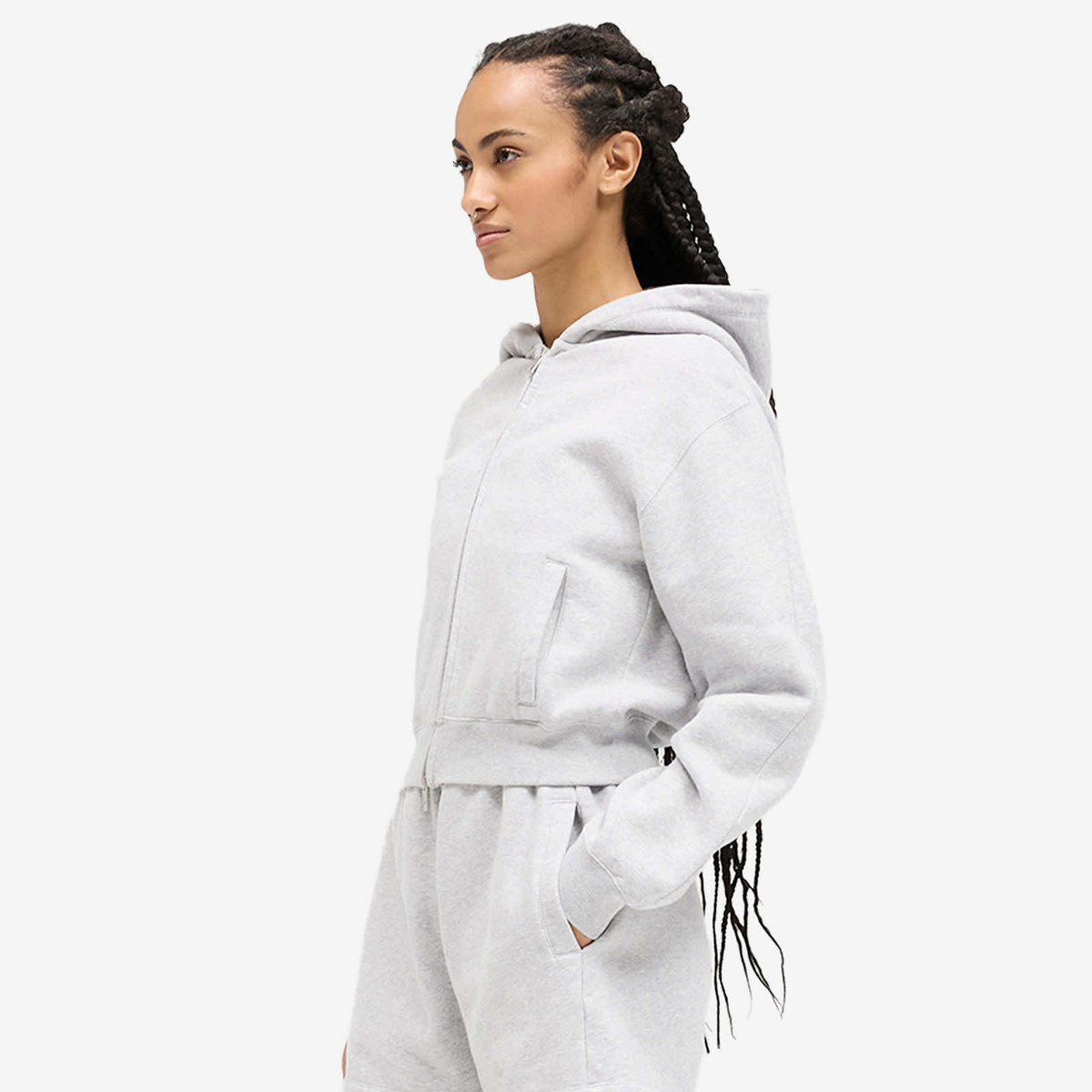 Represent Women's Slim Fit Zip Sweatshirt in Grey Marl