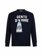 MC2 Saint Barth Man Crewneck Sweater With Gente Di Mare Jacquard Print |gin Mare Special Edition