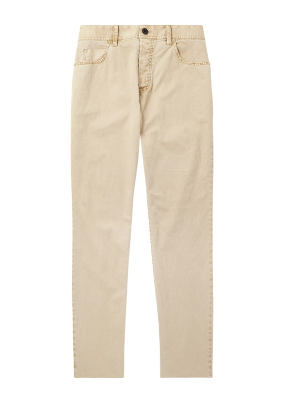 Photo: James Perse - Slim-Fit Straight-Leg Brushed Cotton-Blend Twill Trousers - Neutrals