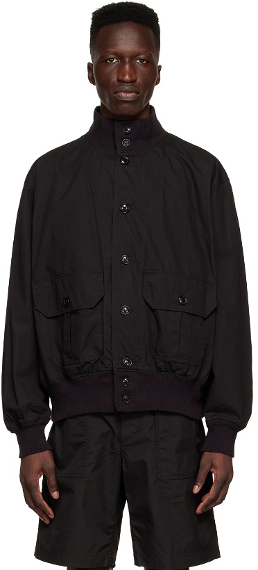 Photo: Engineered Garments Black Cotton Bomber Jacket