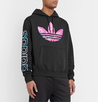 adidas Originals - SPRT Logo-Print Fleece-Back Cotton-Blend Jersey Hoodie - Black