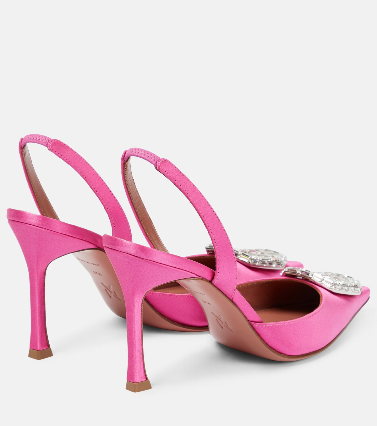 Amina Muaddi - Camelia satin slingback pumps Amina Muaddi