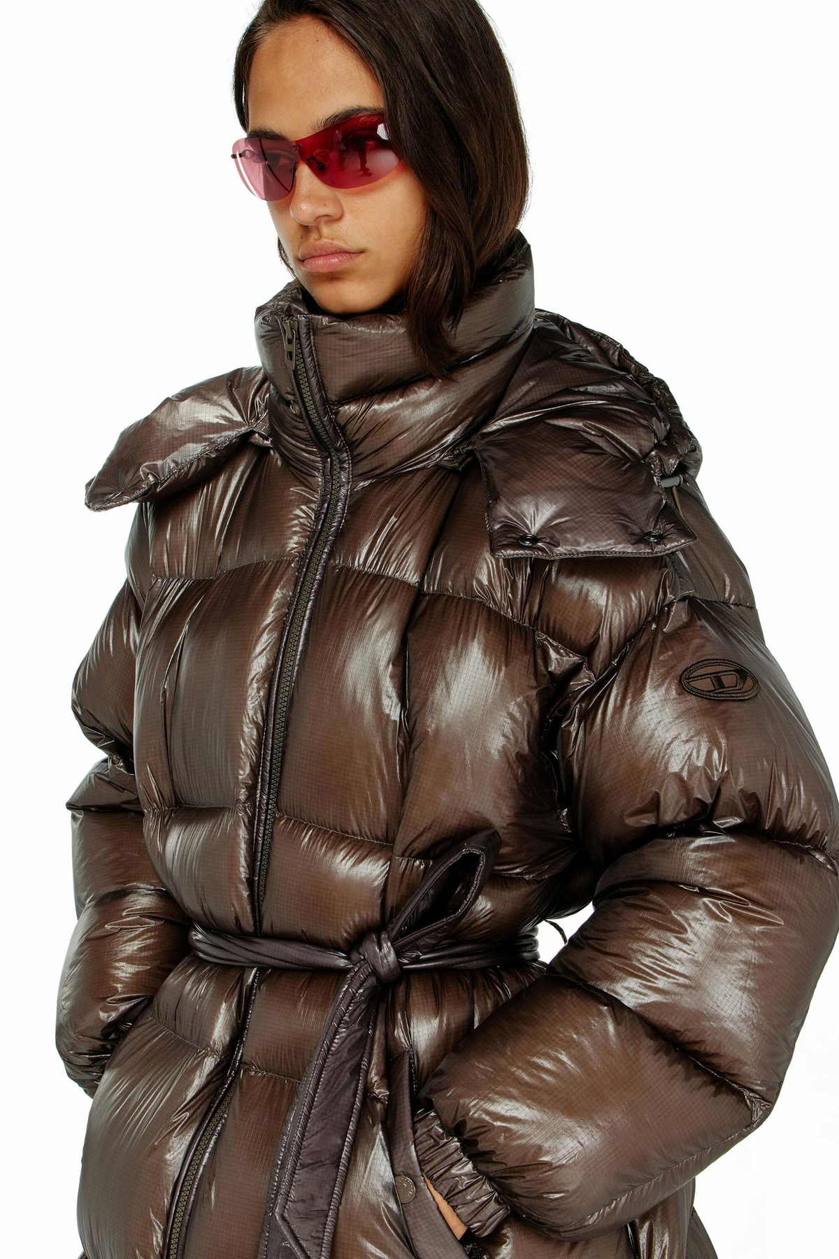 Diesel Down puffer coat in ultra-light ripstop - Winter Jackets Womens in Brown