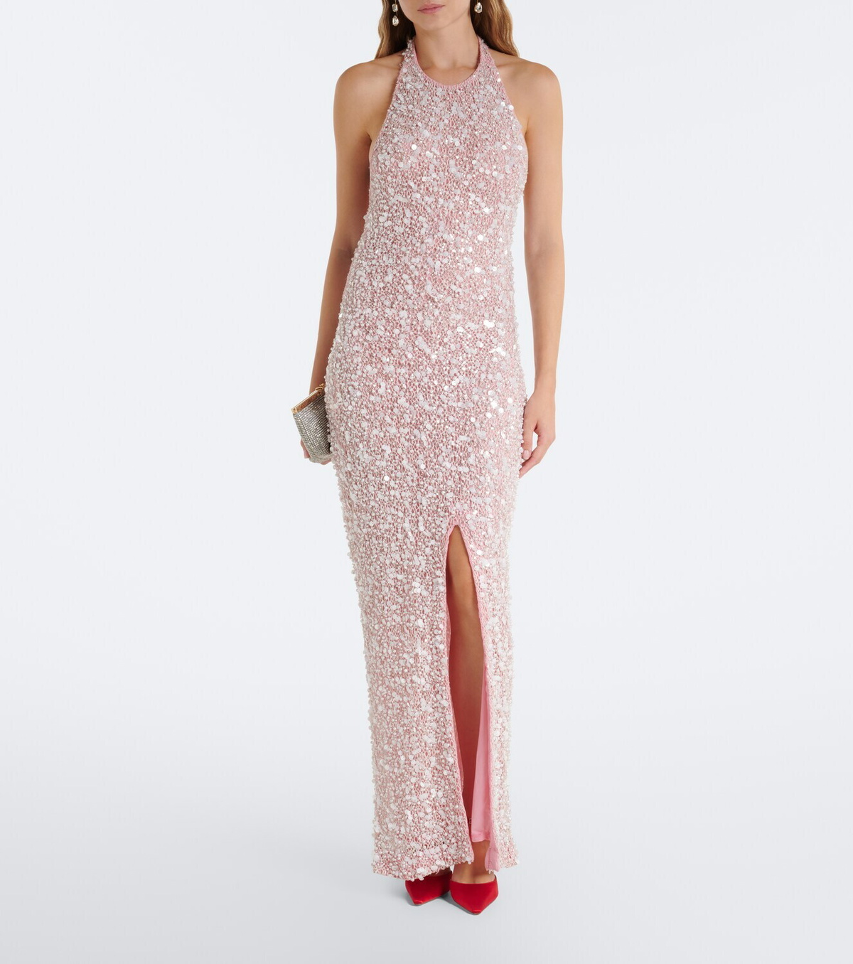 Là Fuori Isolde sequined halterneck gown