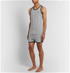 Schiesser - Leo Contrast-Tipped Textured Cotton-Jersey Tank Top - Gray