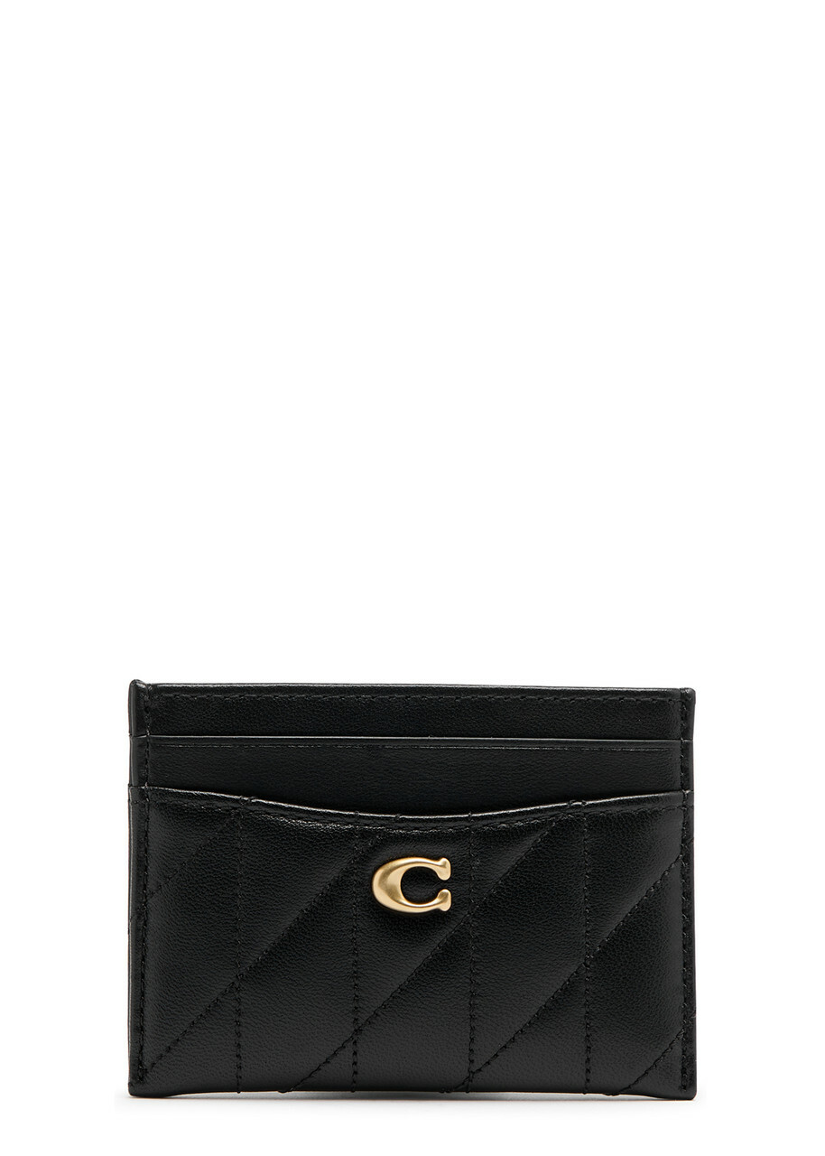 Coach Pillow Quilted Leather Card Holder - Black - One Size