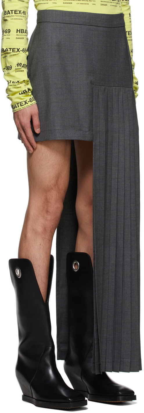 Hood by Air Grey Pleated Half Skirt