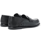Loewe - Collapsible-Heel Croc-Effect and Full-Grain Leather Penny Loafers - Men - Black