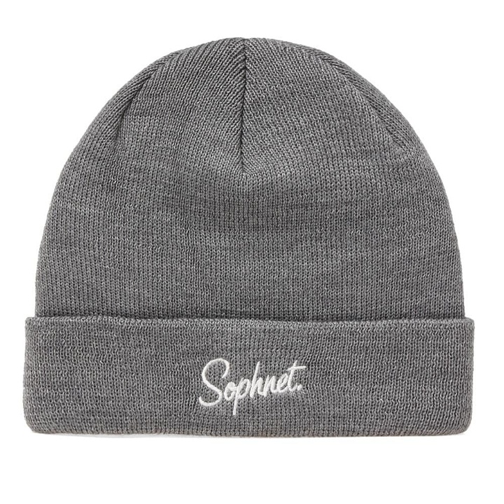 Photo: SOPHNET. Logo Knit Beanie Grey