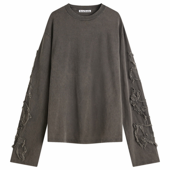 Photo: Acne Studios Men's Applique Logo Long Sleeve T-Shirt in Faded Black
