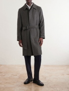 Zegna - Oasi Belted Herringbone Cashmere Trench Coat - Green