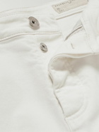 Brunello Cucinelli - Tapered Garment-Dyed Stretch-Cotton Trousers - White