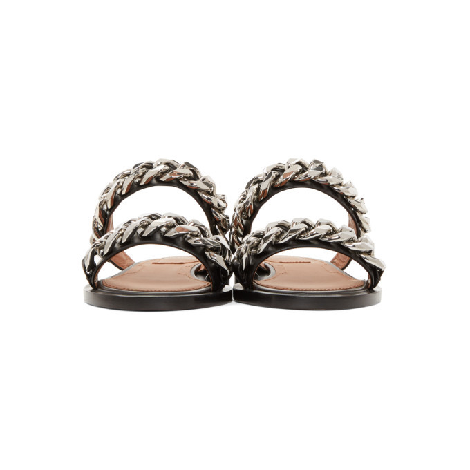 Givenchy Black Double Chain Flat Sandals Givenchy