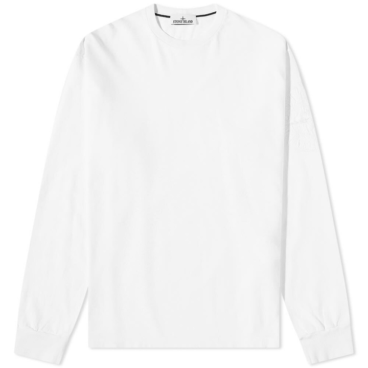 Photo: Stone Island Men's Long Sleeve Total Sleeve Logo T-Shirt in White