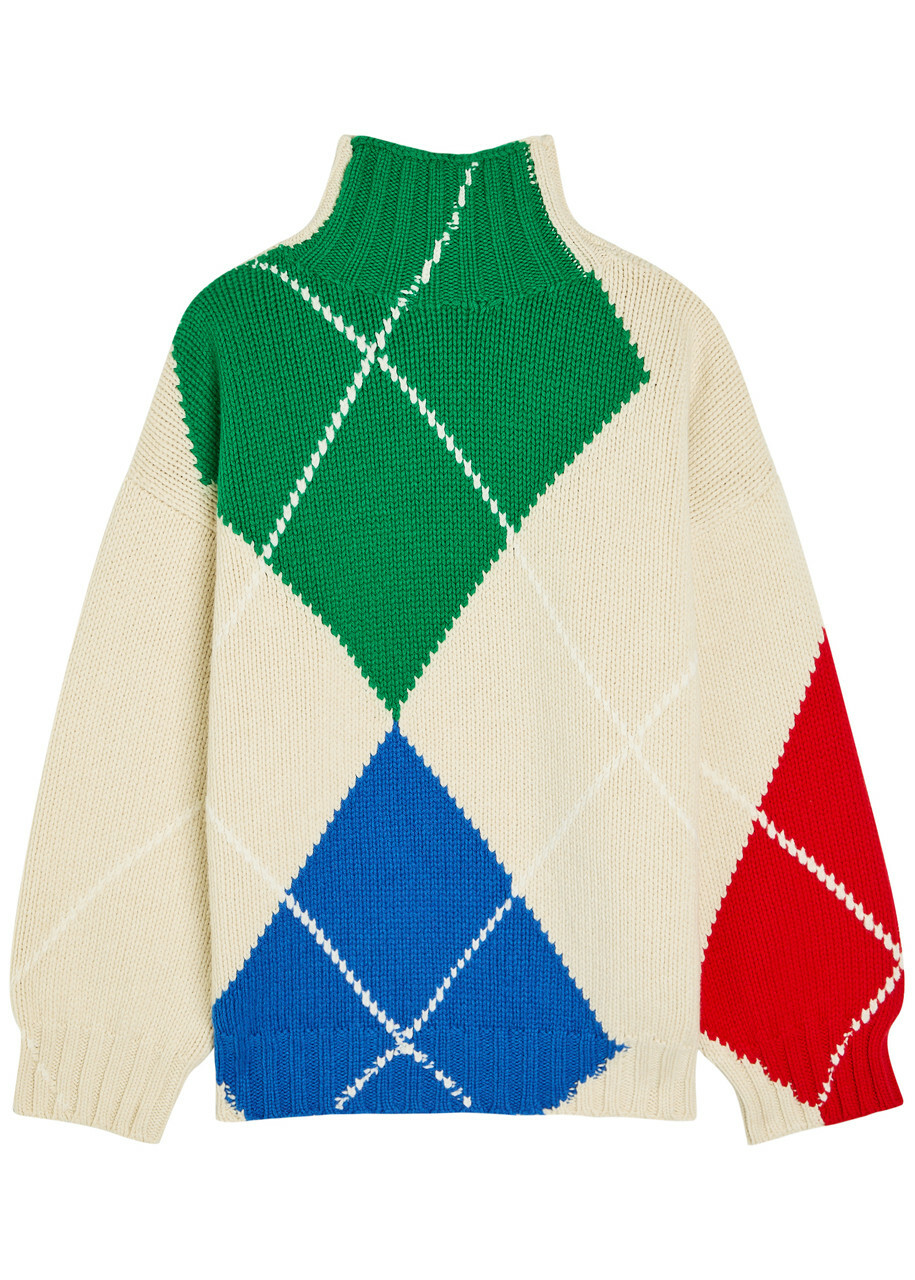 JW Anderson Pringle Argyle High-neck Wool Jumper Multicoloured 1