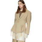 Palomo Spain Beige Linen Cinched Blazer