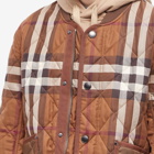 Burberry Men's York Quilted Jacket in Dark Birch Brown Check
