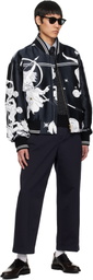 Thom Browne Navy Oversized Olympic Constellation Bomber Jacket