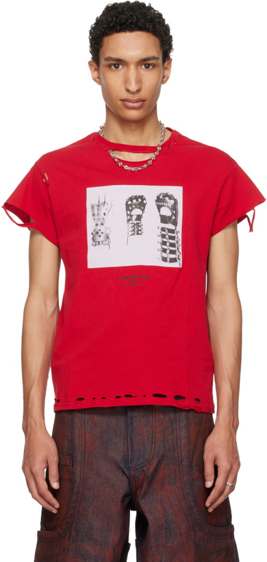 Photo: HYACYN Red EET Distressed Gloves T-shirt