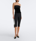 Posse Dean ruched cotton velvet strapless top