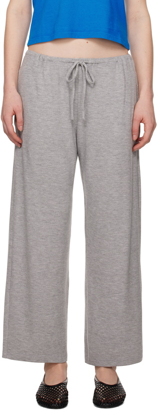 Photo: LESET Gray Lauren Crop Drawstring Lounge Pants