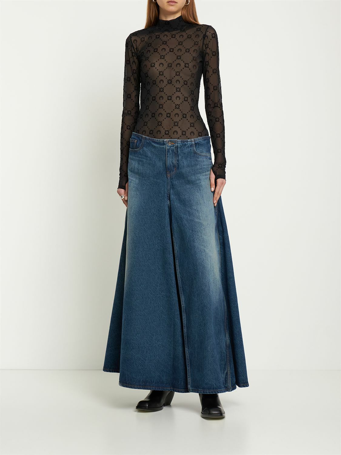 スカート Y/PROJECT Printed maxi skirt skirts Y/Project Evergreen cutout organic denim midi skirt