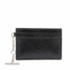 Alexander McQueen Men's Sling Crackled Leather Card Holder in Black/Caramel/Silver 