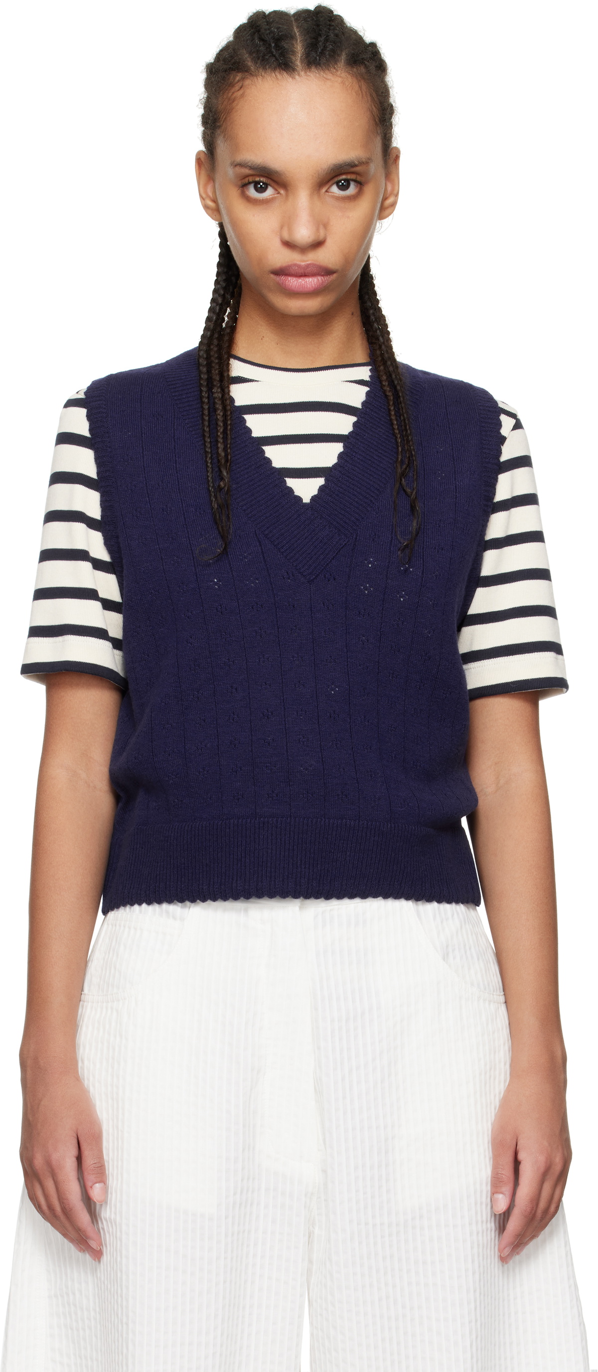 Cordera Blue Merino Pointelle Vest