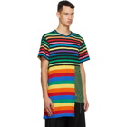 Comme des Garcons Homme Plus Multicolor Striped Patchwork T-Shirt