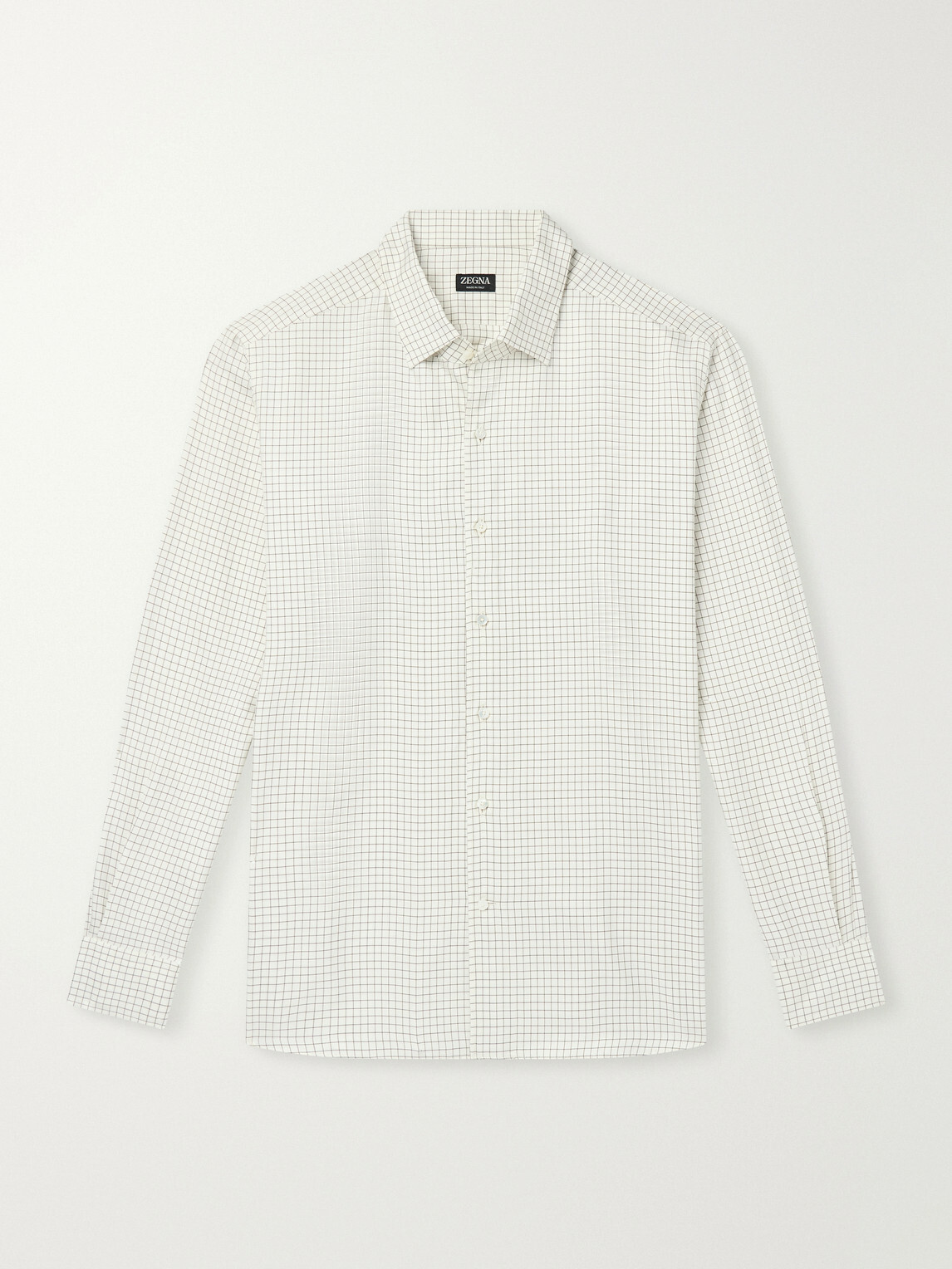 Zegna - Checked Silk-Twill Shirt - White
