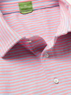 SID MASHBURN - Striped Cotton-Jersey Polo Shirt - Pink