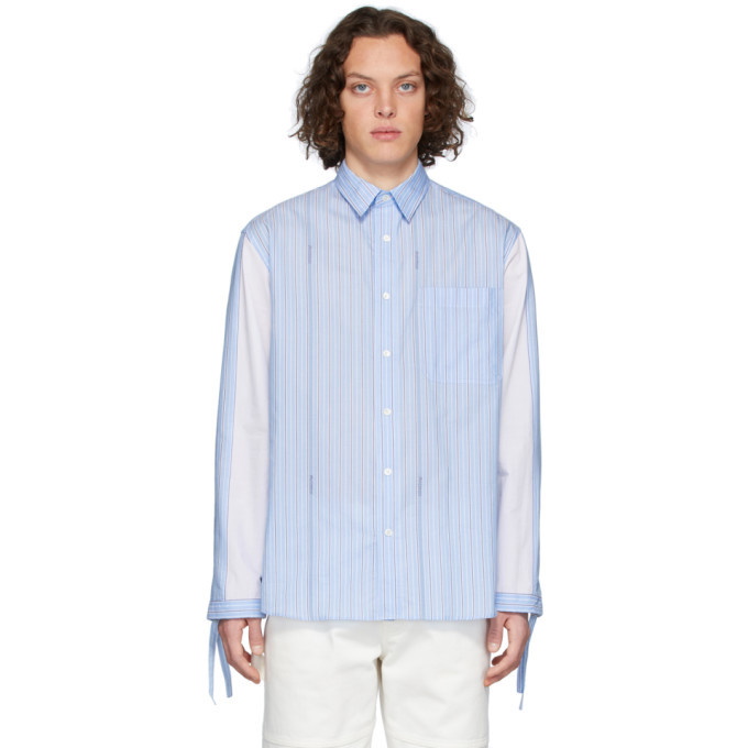 Photo: JW Anderson Blue Drawstring Logo Stripe Shirt