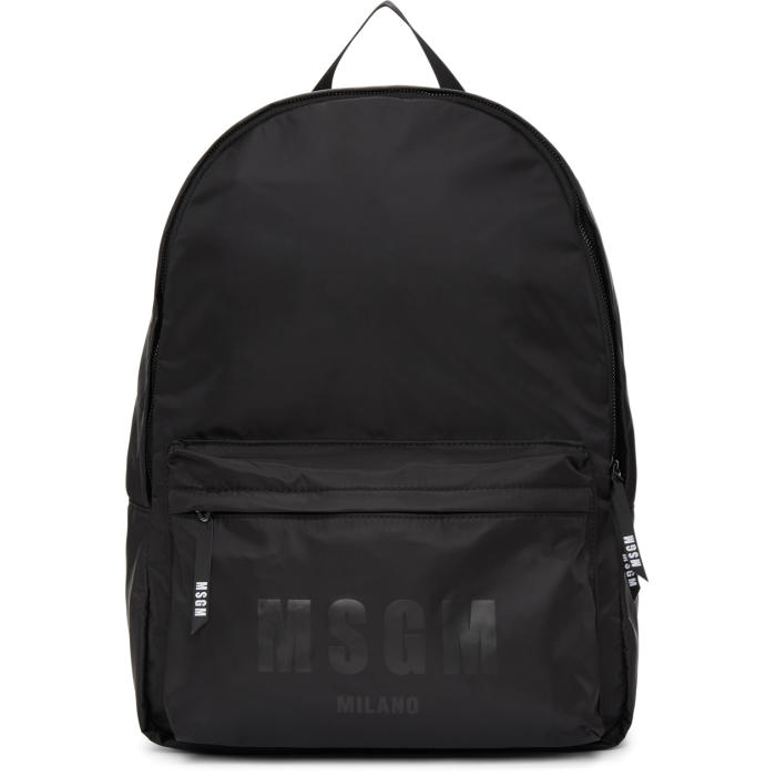 MSGM Black Nylon Logo Backpack MSGM