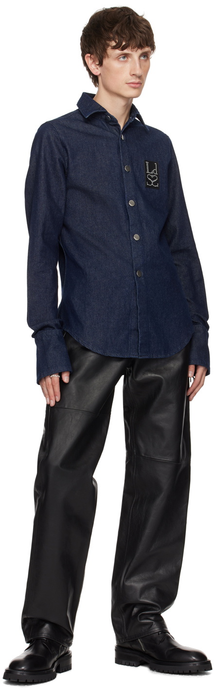 Ludovic de Saint Sernin Indigo Button Denim Shirt
