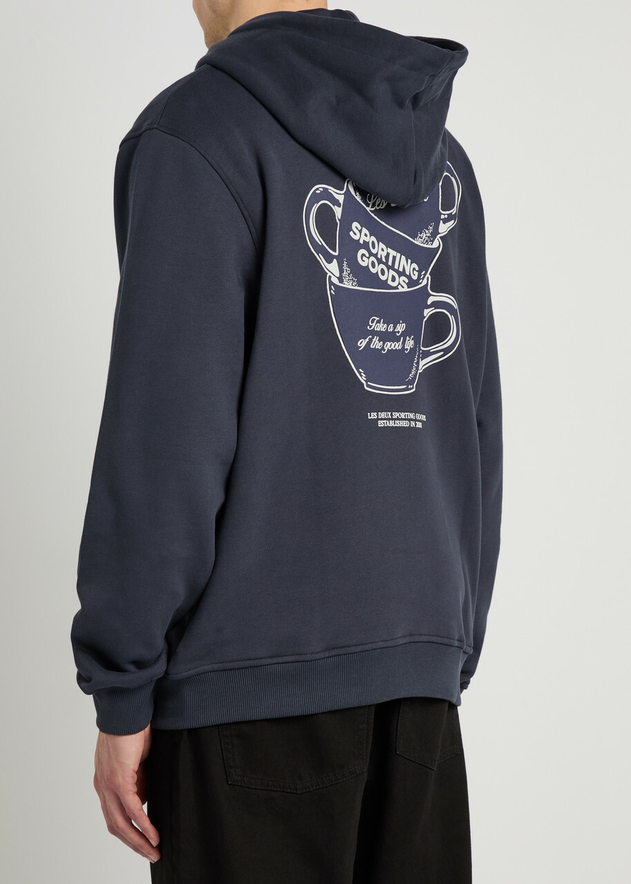 Les Deux Ben Artist Hooded Cotton Sweatshirt Navy