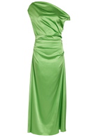 Staud Phare Draped Stretch-silk Maxi Dress Green