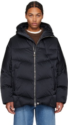 Solid Homme Navy Satin Down Jacket
