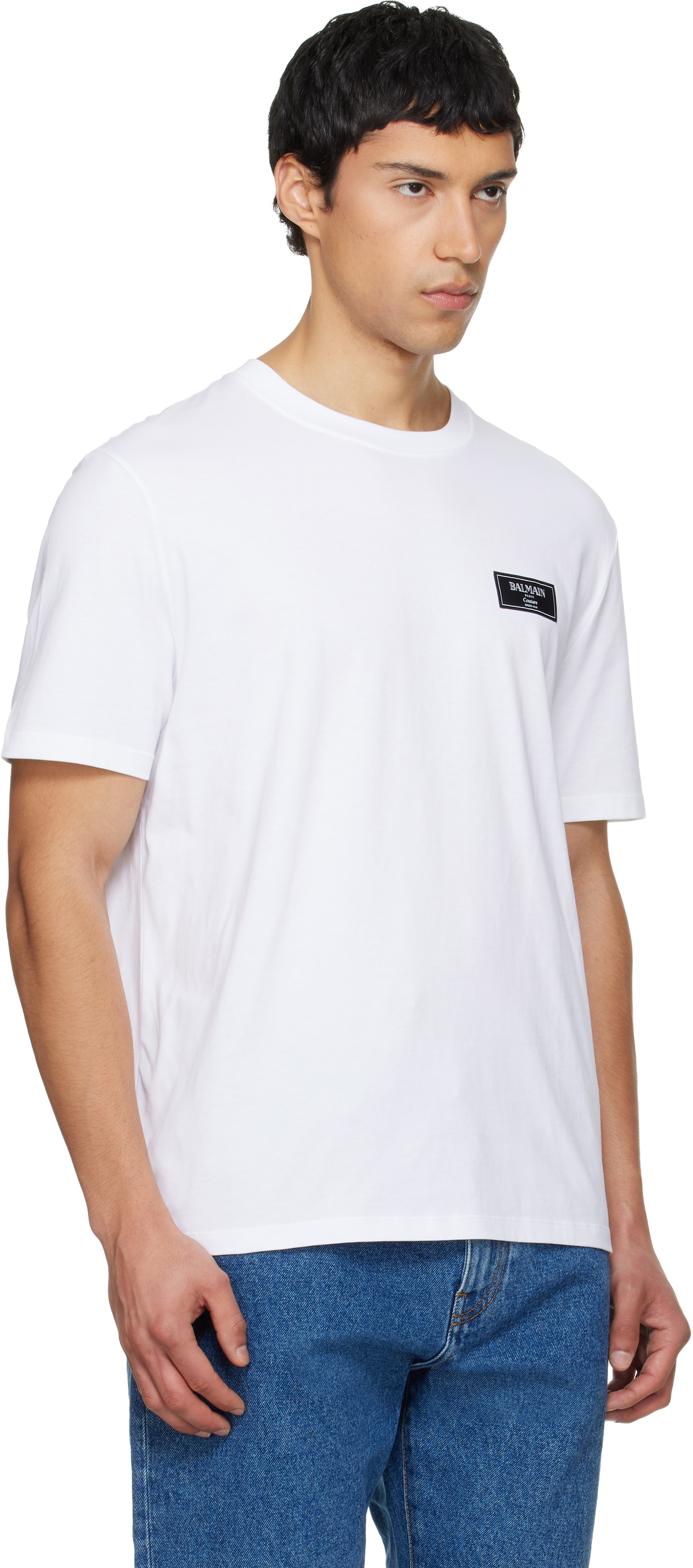 Balmain White Couture Label T-shirt