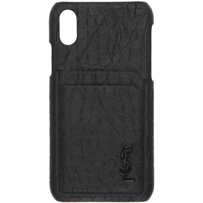 Photo: Saint Laurent Black Croc Monogramme iPhone XS Case