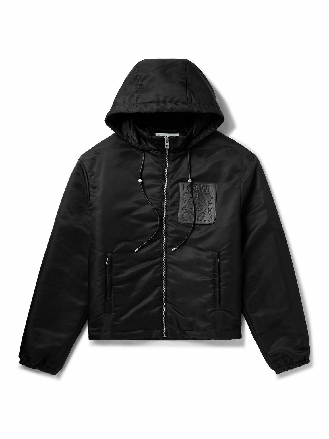 LOEWE - Leather-Trimmed Shell Hooded Jacket - Black Loewe
