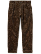 Beams Plus - Cropped Paisley-Print Cotton-Blend Corduroy Trousers - Brown