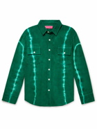 The Elder Statesman - Tie-Dyed Cotton and Cashmere-Blend Corduroy Shirt - Green