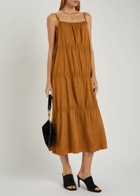 Eileen Fisher Tiered Silk Midi Dress Bronze