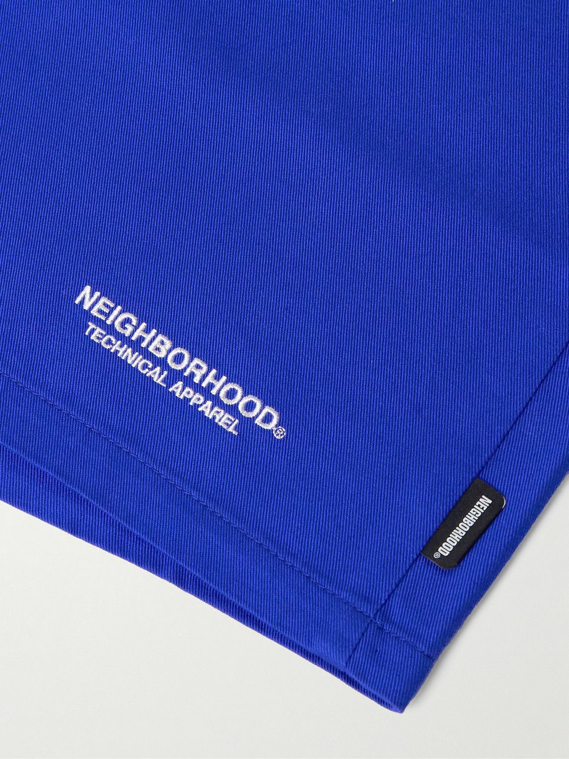 Neighborhood - Easy Straight-Leg Logo-Embroidered Cotton-Twill Drawstring Shorts - Blue