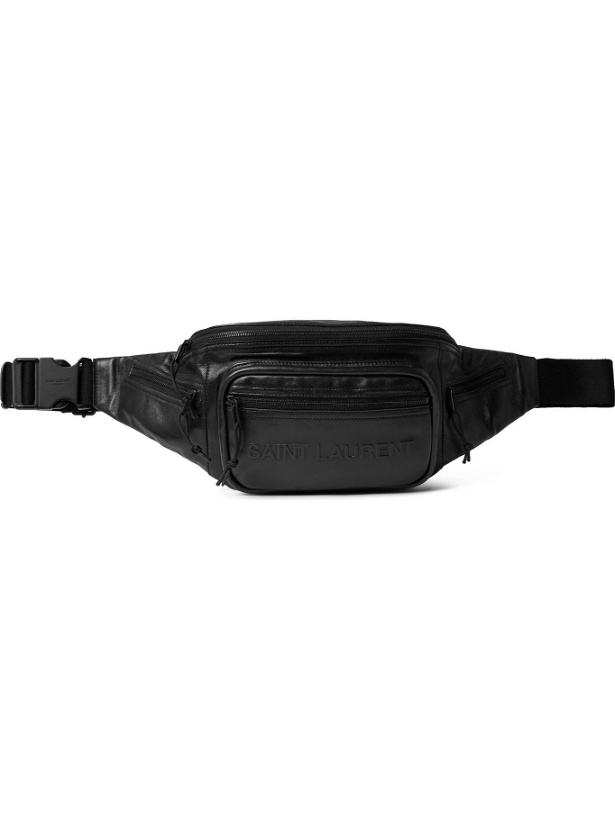 Photo: SAINT LAURENT - Logo-Embossed Leather Belt Bag - Black