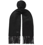 SAINT LAURENT - Fringed Wool and Mohair-Blend Scarf - Black
