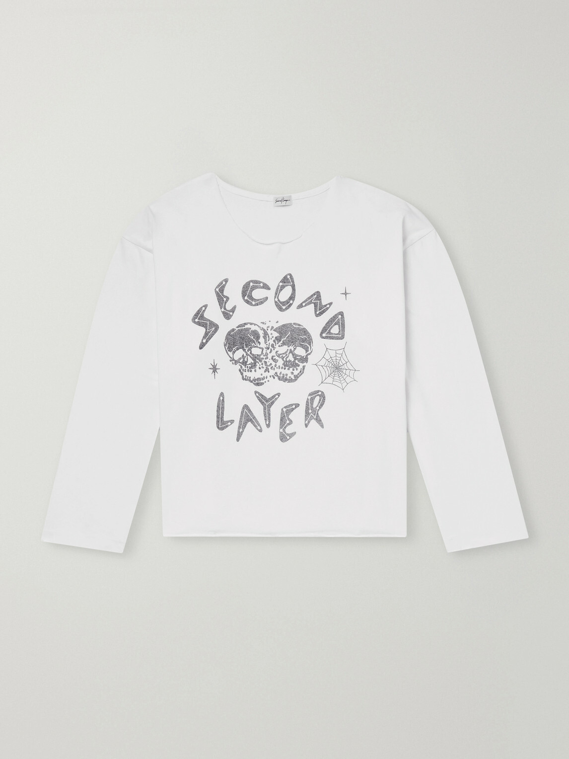 SECOND / LAYER - Distressed Printed Cotton-Jersey T-Shirt - White